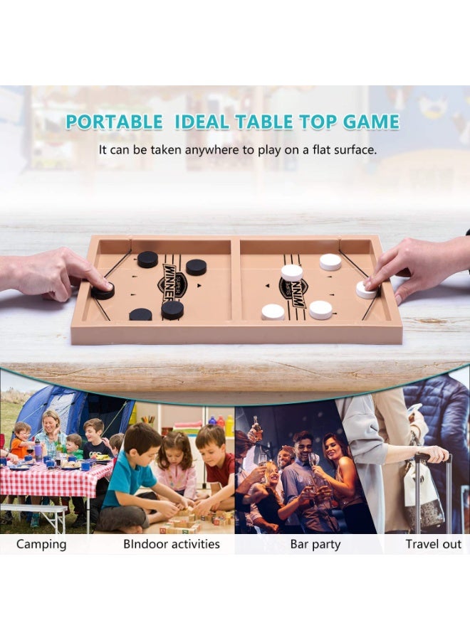 لعبة سلينغ باك - لعبة هوكي طاولة خشبية محمولة، لعبة بوكيت تفاعلية ممتعة للعائلة، لعبة لوحة استراتيجية سريعة التسديد للأطفال والكبار - Image 2