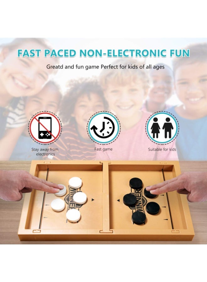 لعبة سلينغ باك - لعبة هوكي طاولة خشبية محمولة، لعبة بوكيت تفاعلية ممتعة للعائلة، لعبة لوحة استراتيجية سريعة التسديد للأطفال والكبار - Image 5