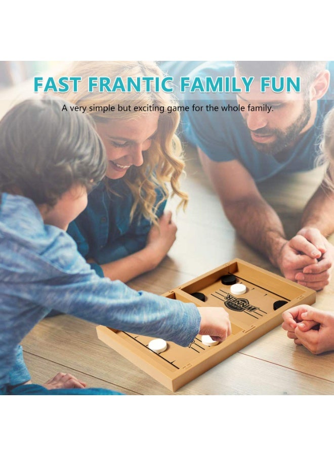 لعبة سلينغ باك - لعبة هوكي طاولة خشبية محمولة، لعبة بوكيت تفاعلية ممتعة للعائلة، لعبة لوحة استراتيجية سريعة التسديد للأطفال والكبار - Image 4