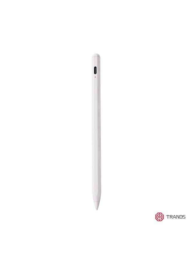 Trands  Active Stylus Pen with Magnetic Attraction, Universal Compatibility, Fast Type-C Charging, 130mAh Battery, White - Image 1