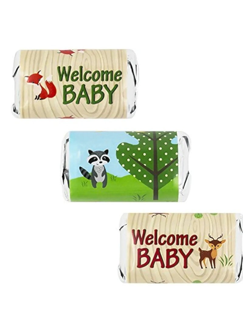 Woodland Animals Baby Shower Mini Candy Bar Wrappers - 45 Stickers