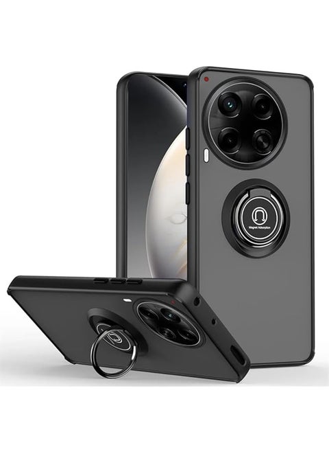 Compatible With Tecno Camon 30 4G 5G Case With Ring Holder Pc Plus Tpu Shockproof Bumper Case Matte Translucent Protective Cover For Tecno Camon 30 Black