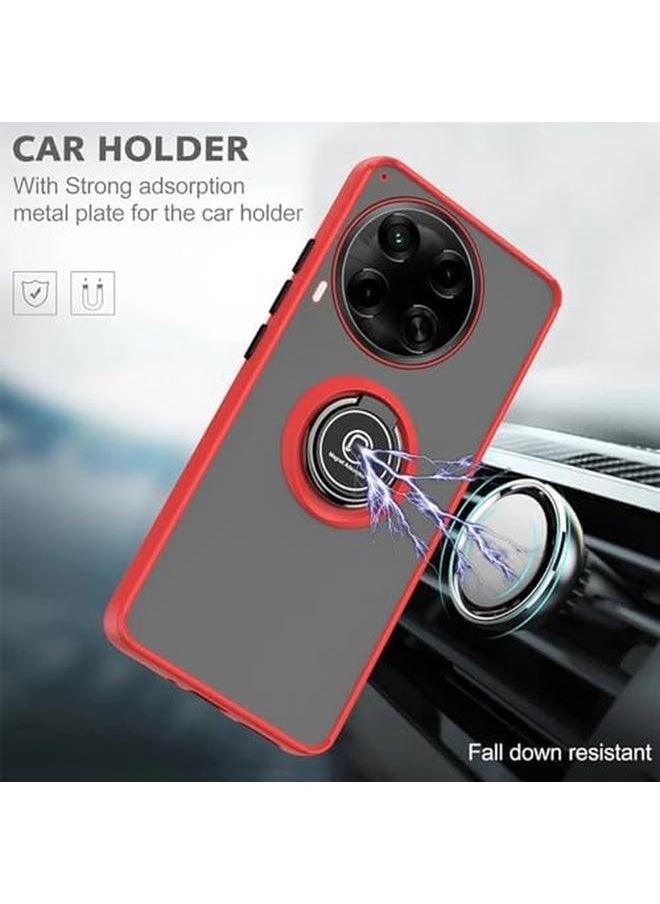 Compatible With Tecno Camon 30 4G 5G Case With Ring Holder Pc Plus Tpu Shockproof Bumper Case Matte Translucent Protective Cover For Tecno Camon 30 Black