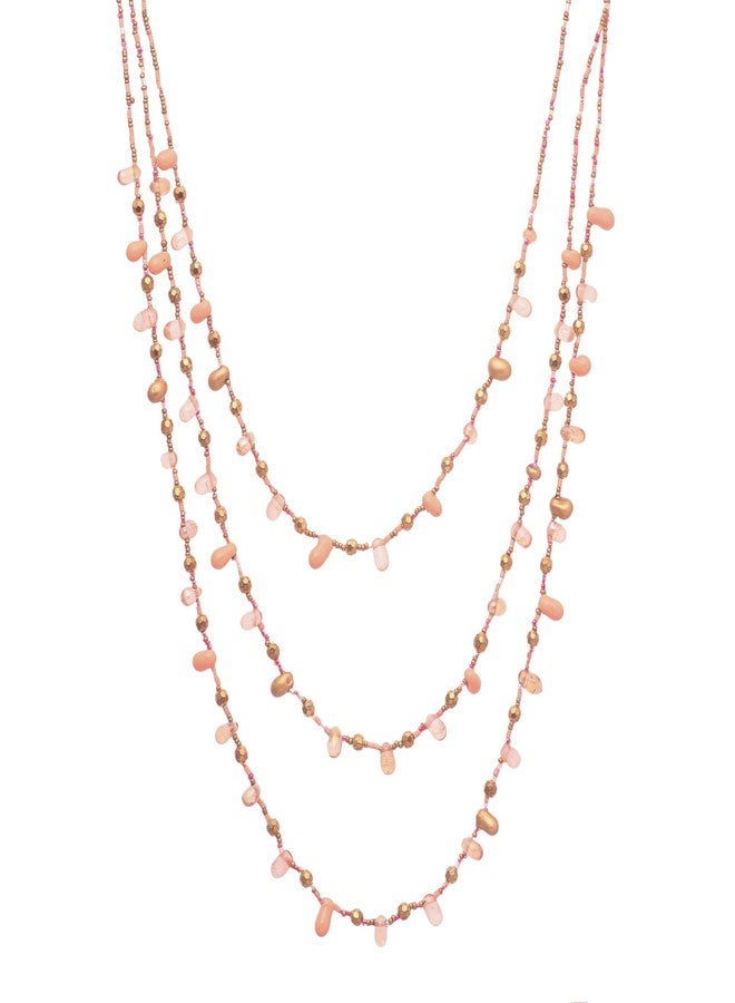 دي سي أيه قلادة زجاجية متعددة الخيوط باللونين الخوخي والذهبي من DCA للنساء (4410) - Image 2