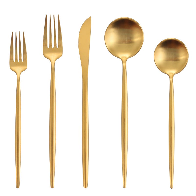 Matte Gold Silverware Set Oliviola 40Piece Stainless Steel Flatware Cutlery Set Service for 8 Satin Finish Kitchen Utensil Set Dishwasher Safe