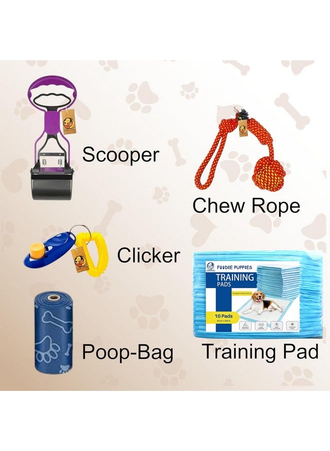 Dog Traning Kit Combo For Dogs - (Combo Of 5) | Mini Scooper, Poop Bags, Clicker, Half Round Rope, Training Potty 10Pad | Suitable For Dogs And Puppies - Image 2