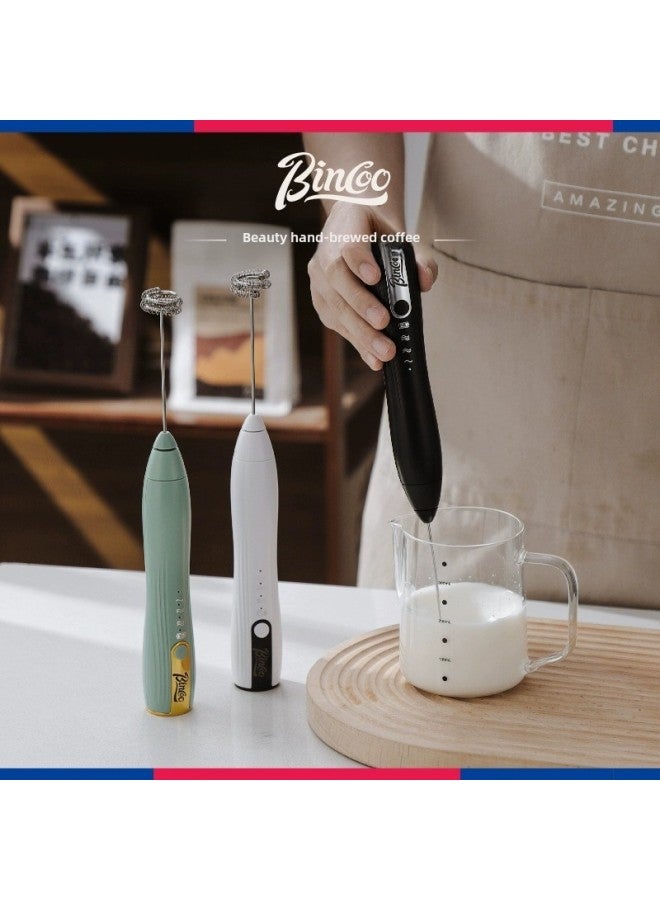 Bincoo Coffee Frother Electric Milk Frother Household Milk Mixer Handheld Milk Frother-Color:Small Waisted Green Double-headed Three-speed Transmission Bracket  - Image 2