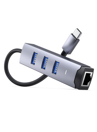 USB C to Ethernet Adapter, 4 in 1 Multiport Hub with Gigabit RJ45 & 3 x USB 3.0 Ports Fit for MacBook Pro Air, iMac, Mac Mini, iPad Pro, Galaxy S23, Surface Book, Dell XPS, Chromebook (Nylon Cable) - pzsku/Z1EF7D43315242064BD62Z/45/_/1698646286/58b2939e-186e-40b4-af98-1db19d378350