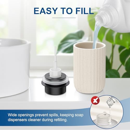 Dlirho Ceramic Foaming Soap Dispenser, 12 oz Bathroom Foam Hand Soap Dispenser, Refillable Lotion Soap Dispenser with Removable Pump for Kitchen Hand Wash Dispenser, Modern Home Decor (Speckled Beige) - Image 2