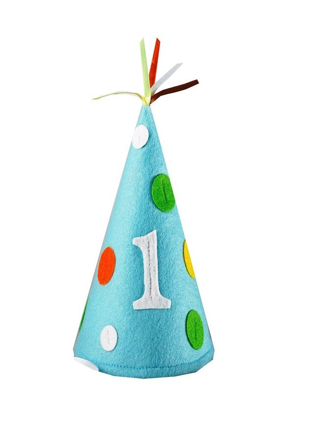 Creative Converting Boy Child Size 1st Birthday Blue Party Cone Hat, 7", Multicolor