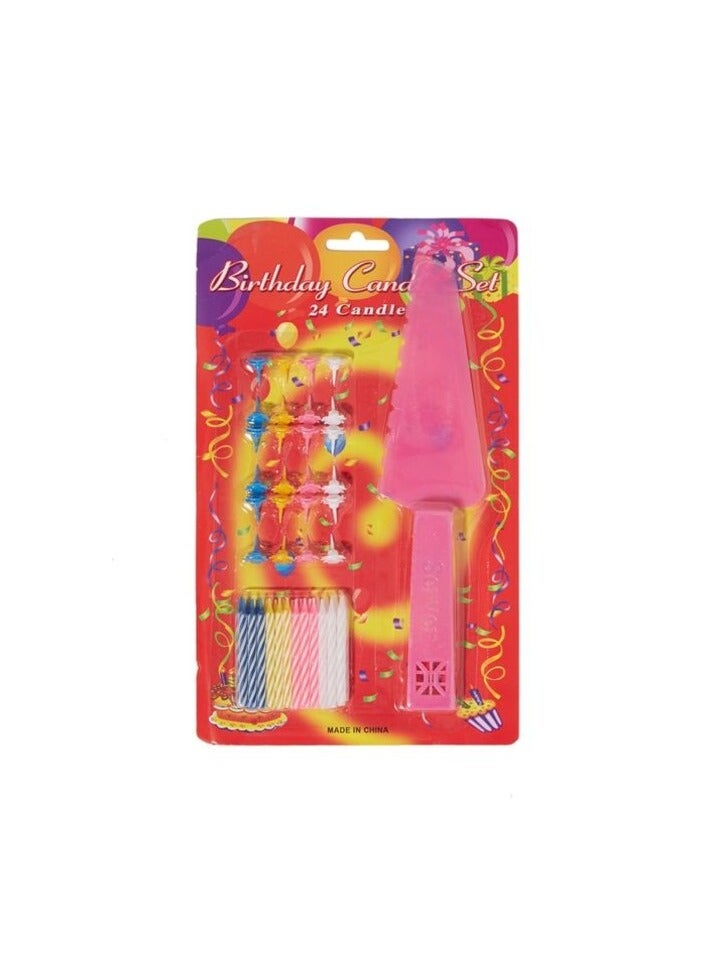 SARVAH طقم شموع عيد ميلاد مع سكاكين مكون من 24 قطعة
