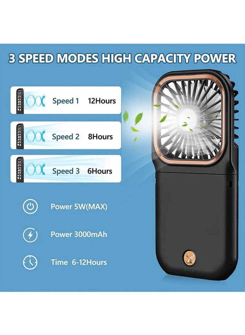 Captaintech Handheld Fan Foldable USB Rechargeable Fan for Home Office Outdoor Travel 3000mAh Power Bank Hands Free Cooling Fan - Image 2