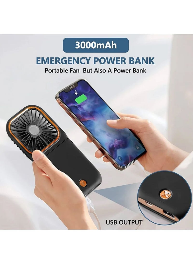 Captaintech Handheld Fan Foldable USB Rechargeable Fan for Home Office Outdoor Travel 3000mAh Power Bank Hands Free Cooling Fan - Image 3