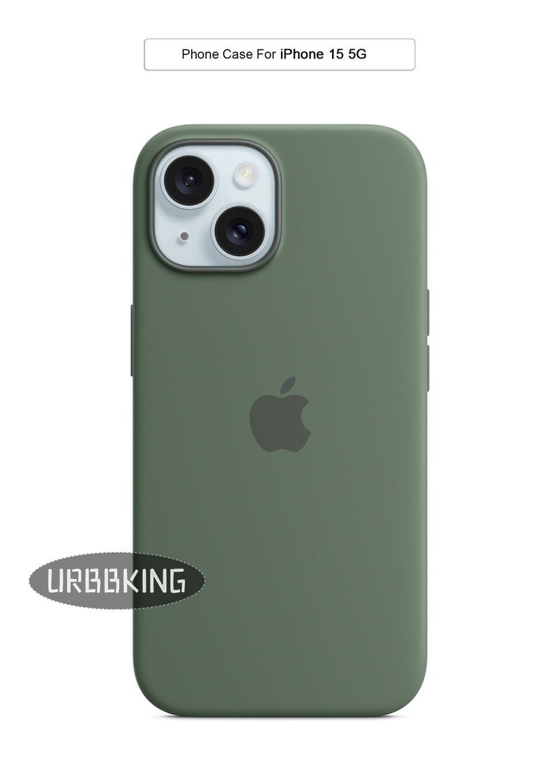 URBBKING Liquid Silicone Case Protector Compatible with iPhone 15 5G Green - Image 1