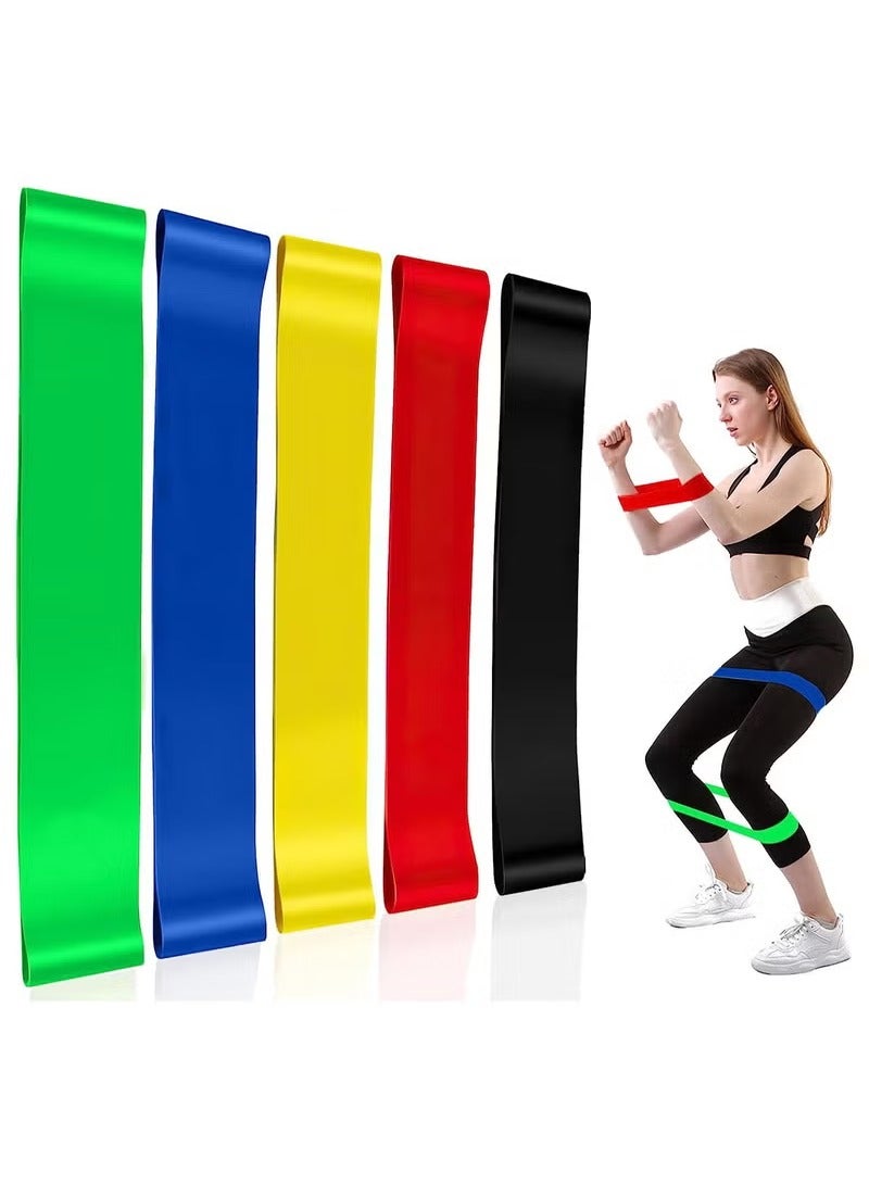 Resistance Bands Set, 5pcs Assorted Pounds Strength Training Exercise Resistance Loops Stretch Bands, Gym Fitness Yoga Workout Resistance Loops Bands for Arm Legs and hips - Image 1