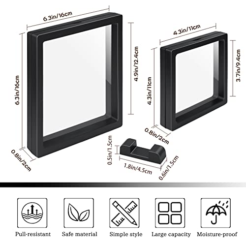 EsLuker.ly Set of 6 3D Floating Frame Display Holder Stands, Floating Display Case Transparent PE Jewelry Storage Box Suspension Frame for Challenge Coin AA Medallions Medal (4.3x4.3in, 6.3X 6.3in) - Image 2