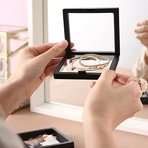 EsLuker.ly Set of 6 3D Floating Frame Display Holder Stands, Floating Display Case Transparent PE Jewelry Storage Box Suspension Frame for Challenge Coin AA Medallions Medal (4.3x4.3in, 6.3X 6.3in) - Image 3