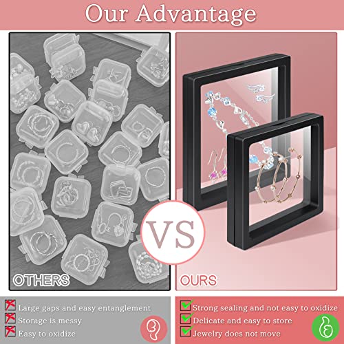 EsLuker.ly Set of 6 3D Floating Frame Display Holder Stands, Floating Display Case Transparent PE Jewelry Storage Box Suspension Frame for Challenge Coin AA Medallions Medal (4.3x4.3in, 6.3X 6.3in) - Image 5