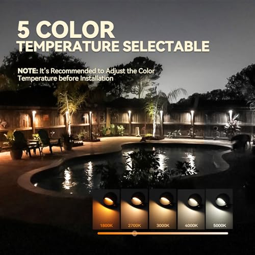 LEONLITE 12-Pack Update 5CCT LED Low Voltage Deck Lights, 180LM 3.74inch Landscape Step Railing Fence Light, 12-24V AC/DC, CRI90, Die-cast Aluminum Housing & Frosted Glass Lens, UL Cord, Black - Image 2