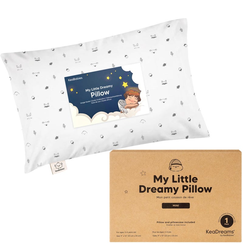 KeaBabies Mini Toddler Pillow with Pillowcase - 9x13 My Little Dreamy Travel Kids Pillow for Sleeping, Toddler Bed, Small, Tiny, Organic Cotton Pillowcase, Soft & Breathable, Kids 2-4 Years Old (Acorn) - Image 1