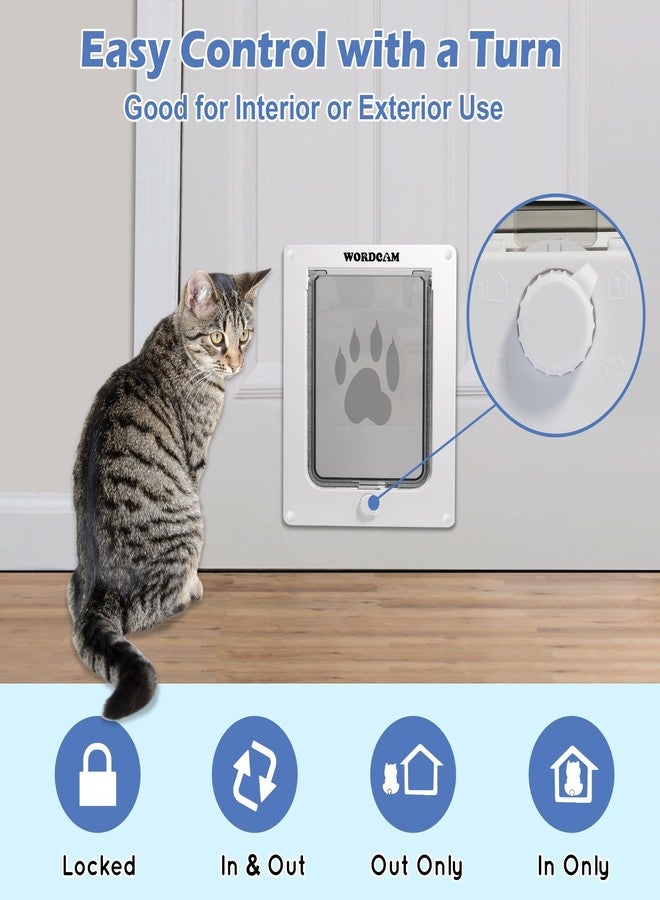 Wordcam X-Large Cat Door, Cat Door for Interior Exterior Doors, 4 Way Locking Pet Door for Cat Up to 25lbs, Cat Flap Privacy Door for Kitten Doggies, Easy Installation, Weatherproof (White, XL) - Image 2