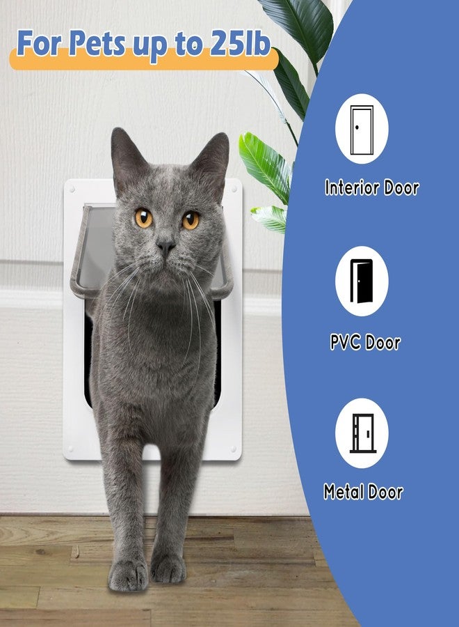 Wordcam X-Large Cat Door, Cat Door for Interior Exterior Doors, 4 Way Locking Pet Door for Cat Up to 25lbs, Cat Flap Privacy Door for Kitten Doggies, Easy Installation, Weatherproof (White, XL) - Image 4