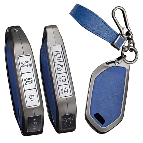 Ysbxitu 5/6/7/8/9 Buttons Key Fob Cover Keychain Fit for Kia Key Shell Case Fit for Kia Telluride EV9 Picanto GT Line Sorento MQ4 Sportage Carens Carnival KX3 Seltos KX5 All New K5 Key Sleeve-A Blue - Image 1