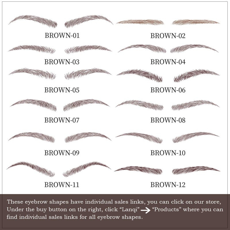 Aresvns Eyebrow Tattoo Stickers 132 Pairs! Realistic 4D, 12 Shapes, Reddish Brown (Chocolate) Transfers - Image 5