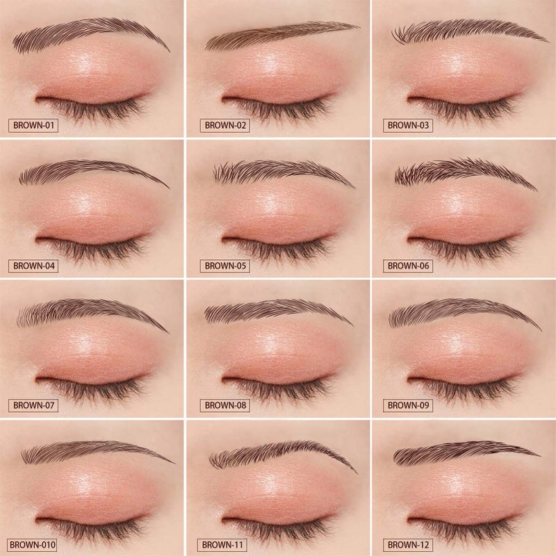 Aresvns Eyebrow Tattoo Stickers 132 Pairs! Realistic 4D, 12 Shapes, Reddish Brown (Chocolate) Transfers - Image 4