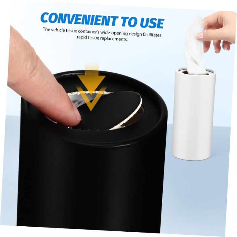 4pcs Car Cup Holder Tissue Box Organizer White and Black Easy Refill Travel Essential - Image 4