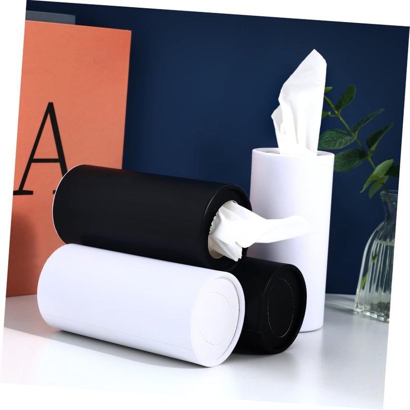 4pcs Car Cup Holder Tissue Box Organizer White and Black Easy Refill Travel Essential - Image 3