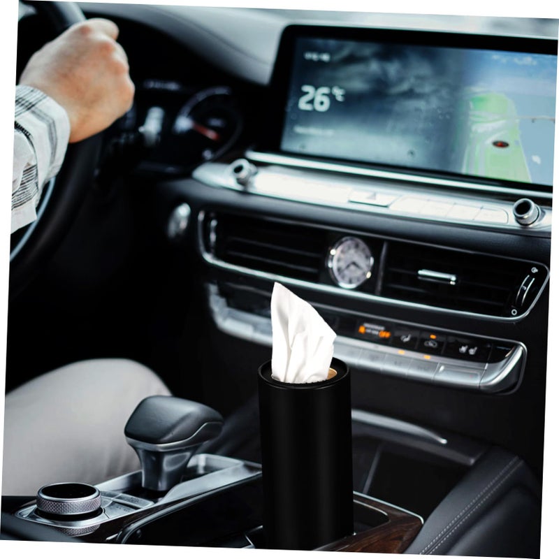 4pcs Car Cup Holder Tissue Box Organizer White and Black Easy Refill Travel Essential - Image 5