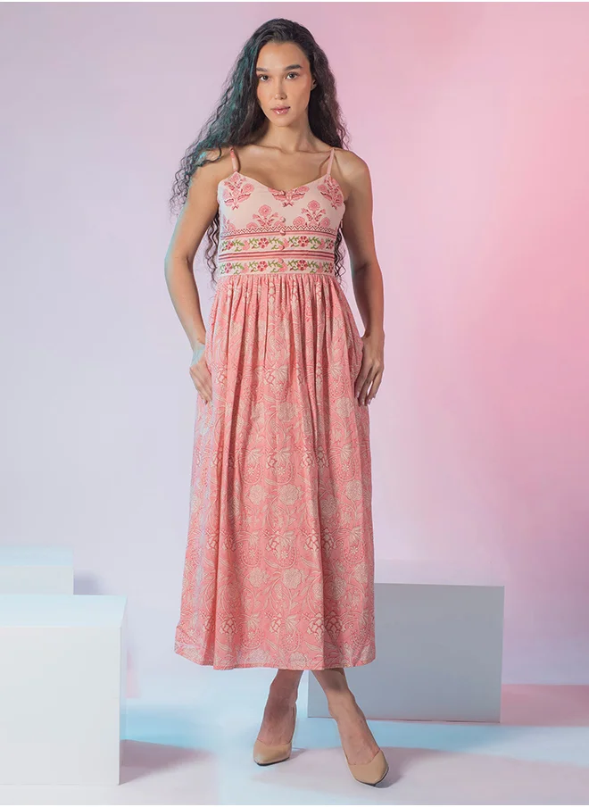 Virgio VIRGIO 100% Cotton Block Print Slip Dress
