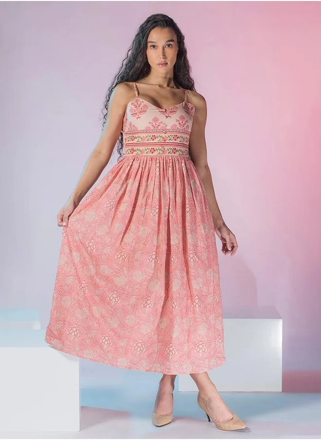 Virgio VIRGIO 100% Cotton Block Print Slip Dress