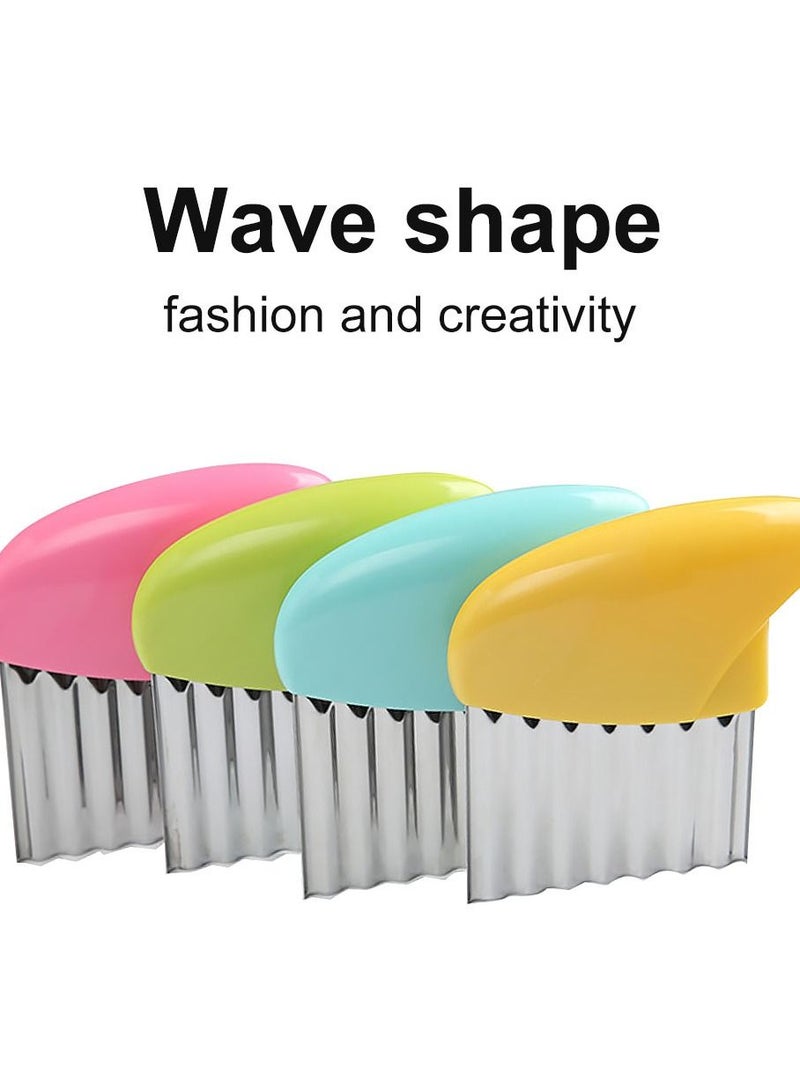 4Pc Multi Color Stainless Steel Fruit and Vegetable Wavy Chopper Potato Carrot Chip French Fry Crinkle Slicer - Image 1
