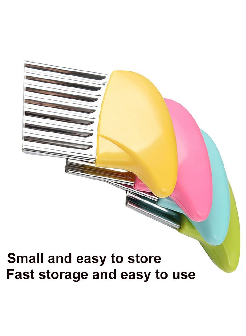 4Pc Multi Color Stainless Steel Fruit and Vegetable Wavy Chopper Potato Carrot Chip French Fry Crinkle Slicer - Image 3