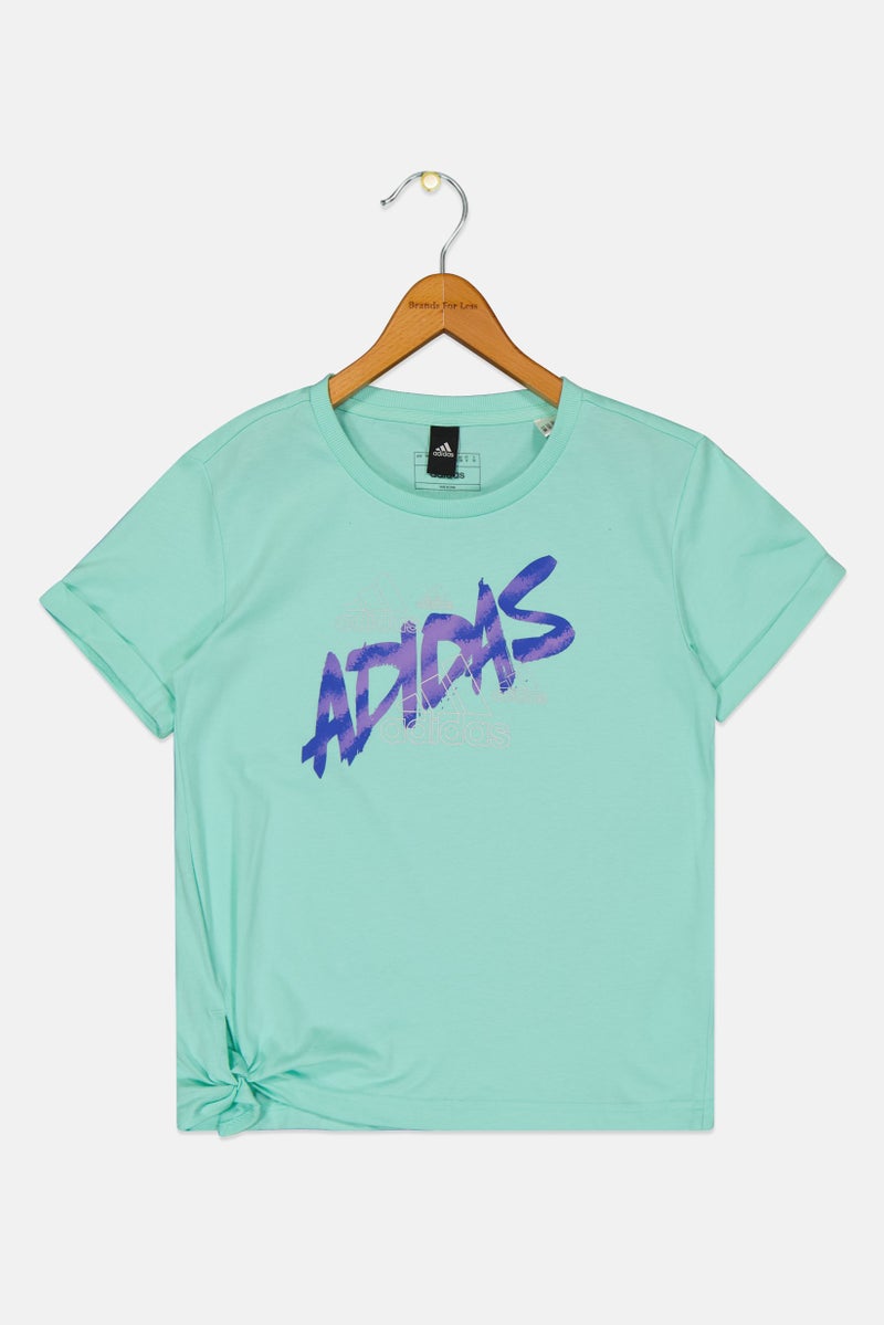 Adidas Kids Girl Sportswear Fit Short Sleeve Outdoor T-Shirt, Green - Image 2