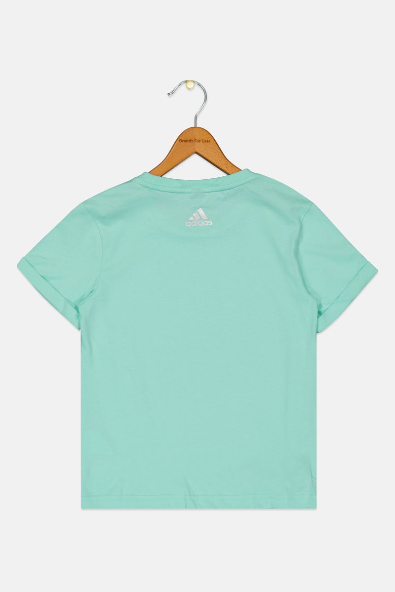 Adidas Kids Girl Sportswear Fit Short Sleeve Outdoor T-Shirt, Green - Image 3