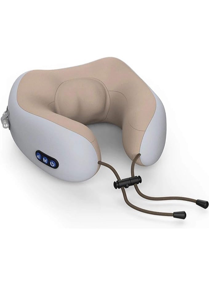 U-Shaped Memory Foam Travel Pillow – Portable Electric Neck Massager for Airplane, Car, Home & Office – Soft, Comfortable & Breathable - Image 1