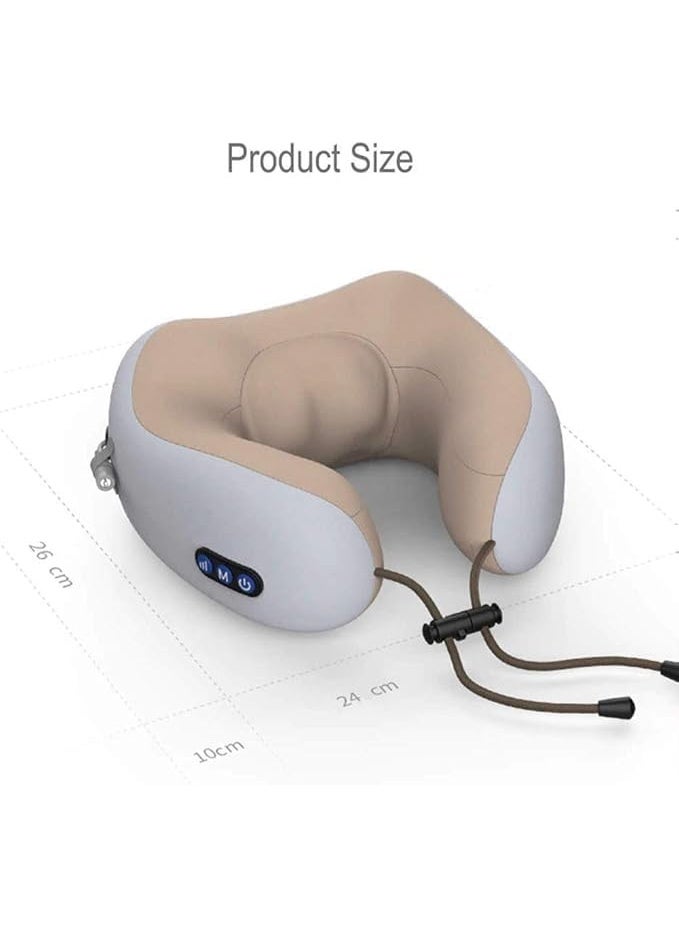 U-Shaped Memory Foam Travel Pillow – Portable Electric Neck Massager for Airplane, Car, Home & Office – Soft, Comfortable & Breathable - Image 2