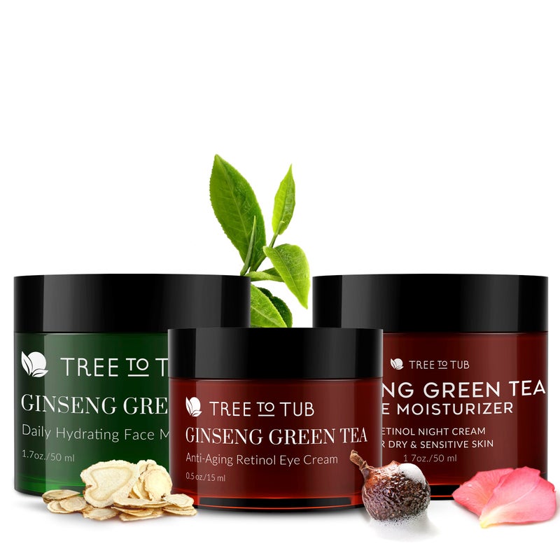 Tree to Tub Hydrating Face Moisturizer for Dry Sensitive Skin & Retinol Under Eye Cream for Dark Circles, Puffiness, Wrinkles, Bags Under Eyes & Retinol Face Moisturizer for Sensitive Skin - Image 1