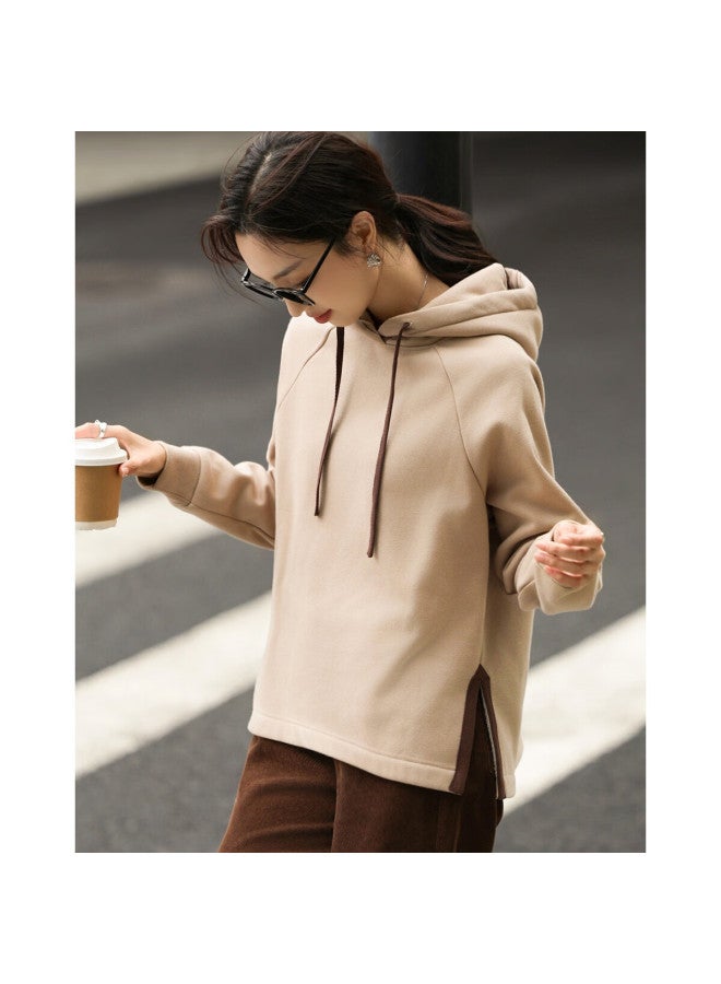 dme Demana Winter Dopamine Hooded Split Tape Decor Loose Fit Pee Women's Sweatshirt - Image 1