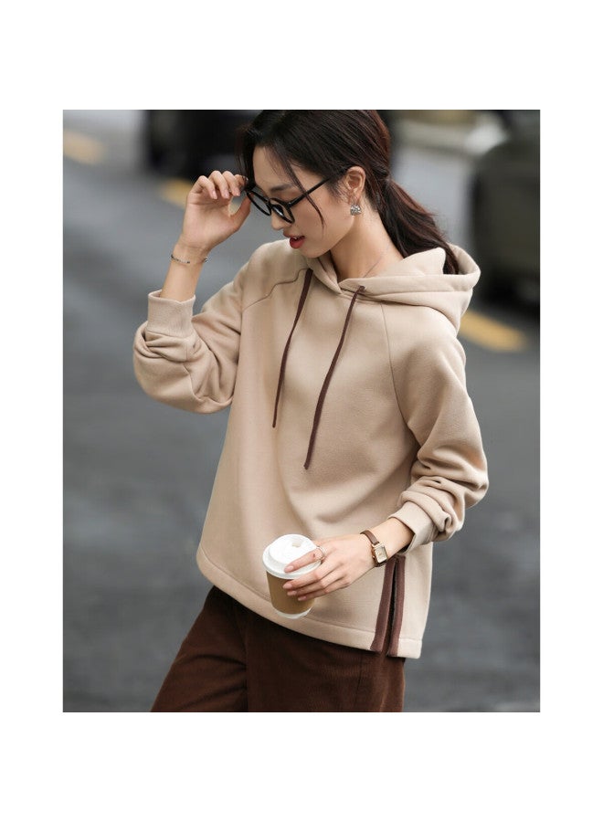 dme Demana Winter Dopamine Hooded Split Tape Decor Loose Fit Pee Women's Sweatshirt - Image 2