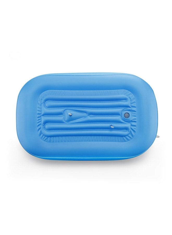 PandaEar Inflatable Dinosaur Baby Bathtub, Foldable Baby Infant Bath Tub Toddler Bathtub with Air Pump, Portable Travel Non-Slip Shower Basin Mini Air Swimming Pool for Newborn (Blue) - Image 5