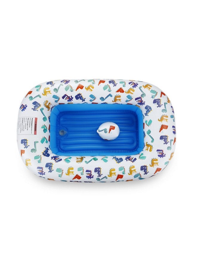 PandaEar Inflatable Dinosaur Baby Bathtub, Foldable Baby Infant Bath Tub Toddler Bathtub with Air Pump, Portable Travel Non-Slip Shower Basin Mini Air Swimming Pool for Newborn (Blue) - Image 4