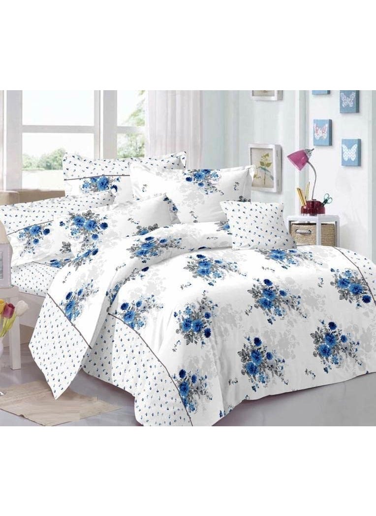 Delight Zone Delight Zone Prime Collection Supersoft Glace Cotton 160TC Printed Double Bedsheet with 2 Pillow Covers Multicolour Size 90 x 90 Inch Blue Guldasta Gold BS  - Image 1