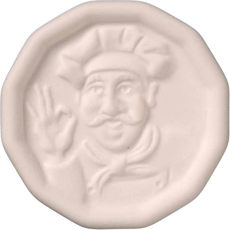 JBK Pottery Pot Minder Ceramic Boil Spill Stopper Disc - Kitchen Overflow Preventer for Noodles, Soups, Pasta, Seafood - Heat, Steam & Splatter Saver for Stove & Microwave - 2.3 inches, Chef Design - Image 1