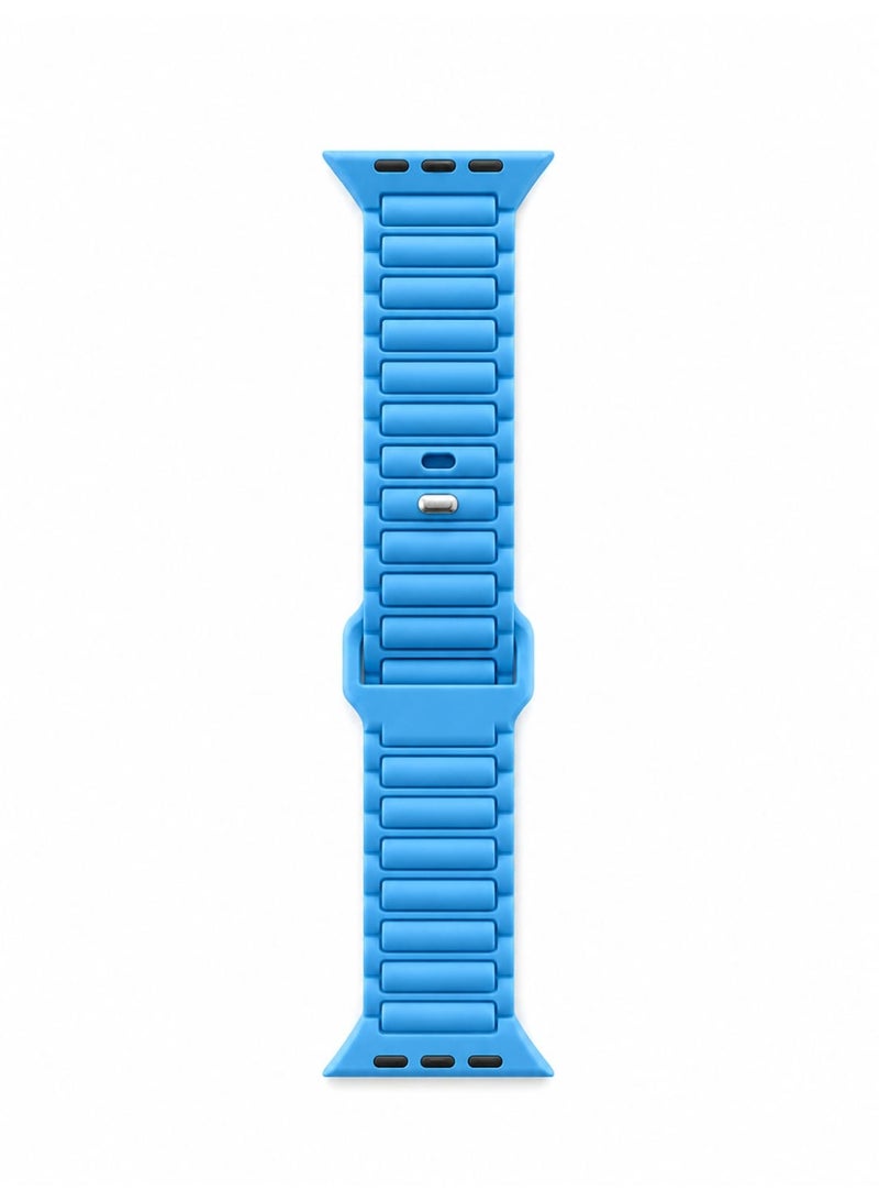 Durable silicone magnetic smartwatch band with a connected loop design, compatible with Apple Watches (size 42/44/45/49 mm)