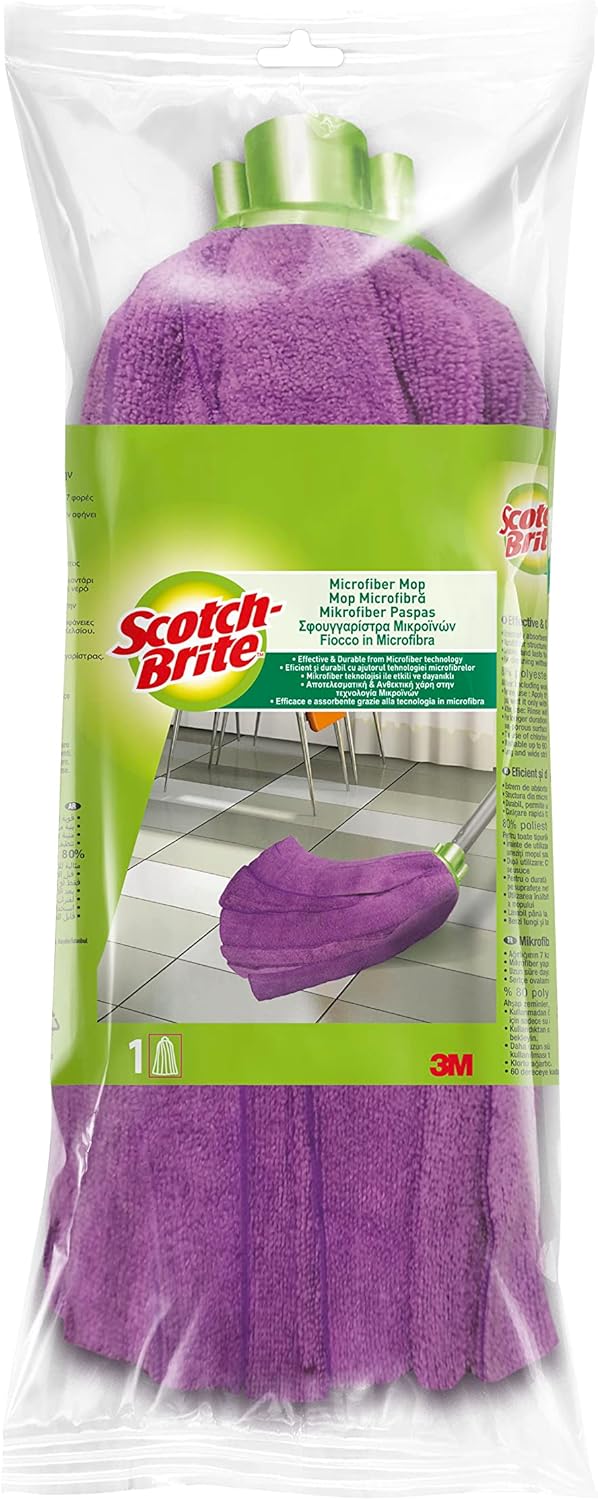 Scotch Brite Microfiber Mop Refill, 1 unit/pack | Mop Head | Extremely absorbent | removes dust easily and leaves no traces | General Purpose Cleaning | For Indoor and Outdoor | All Floors - Image 1