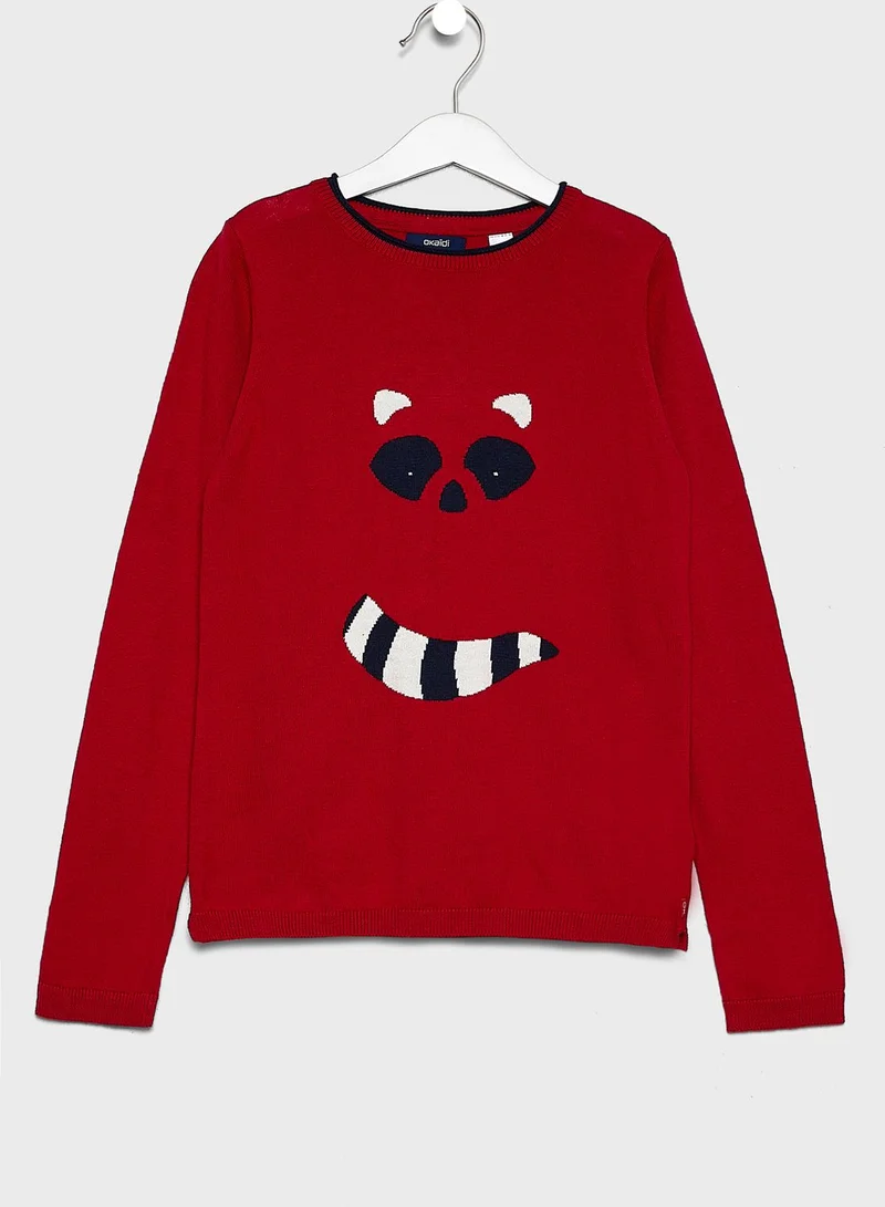 Okaidi Obaibi Teen Raccoon Motif Sweatshirt